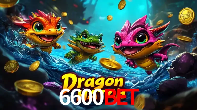 Arte promocional do jogo Dragon Hatch com três adoráveis dragões bebês nadando entre moedas de ouro, um dos slots mais divertidos para jogar no cassino 6600BET.